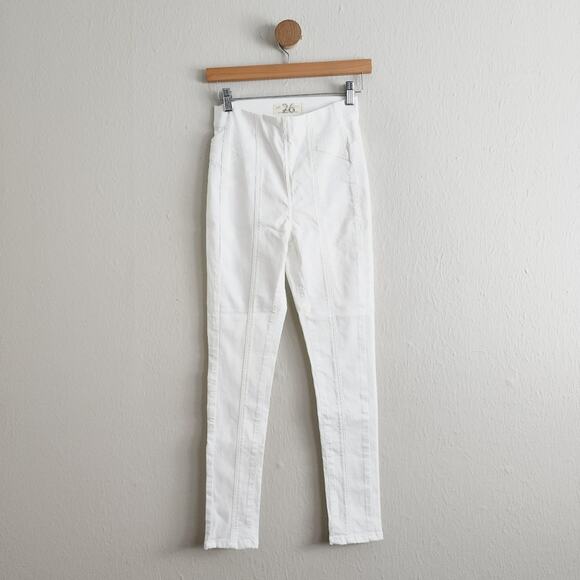 NEW Free People White Denim Feel Alright Front Seam High Waisted Skinny Jean - Picture 1 of 11